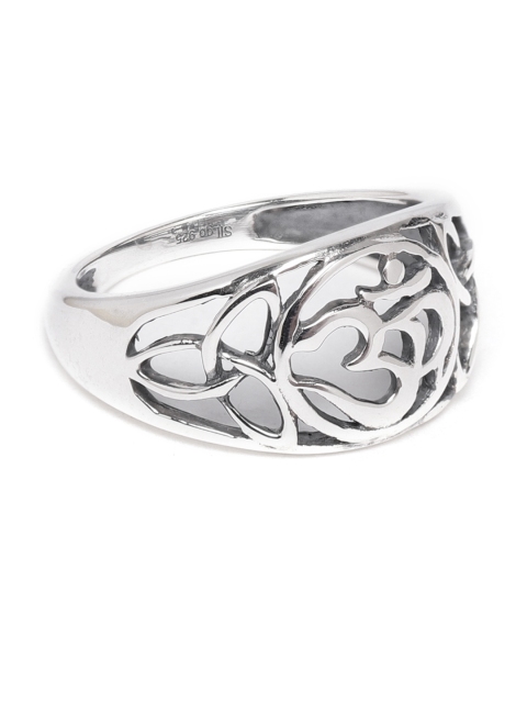 

Silgo Sterling Silver Oxidised Om Finger Ring with Silver Plating