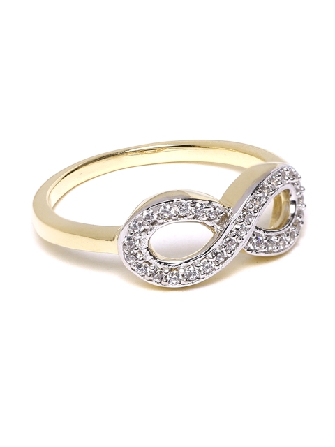 

Silgo Sterling Silver Gold-Plated CZ Studded Infinity Finger Ring
