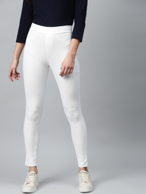 

Hubberholme Women White Solid Skiny Fit Cropped Jeggings