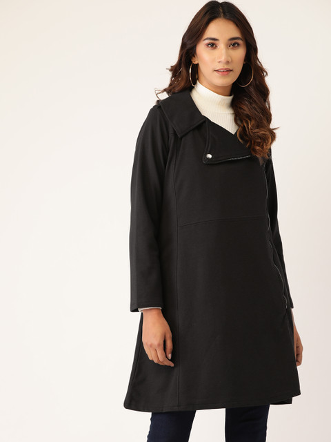 

Laabha Women Black Solid Woollen Overcoat
