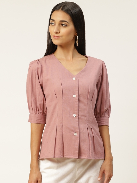 

Iniesta Mauve Puff Sleeves Regular Top