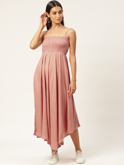 

INIESTA Women Peach-Coloured Solid Maxi Dress