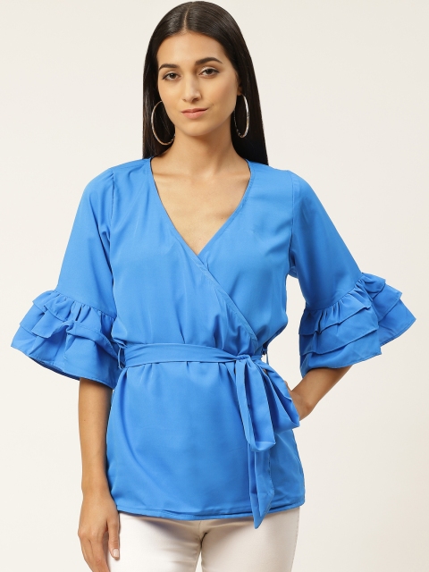 

Iniesta Blue Bell Sleeves Wrap Top