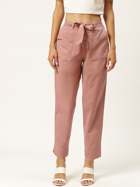 

INIESTA Women Pink Relaxed Regular Fit Solid Trousers