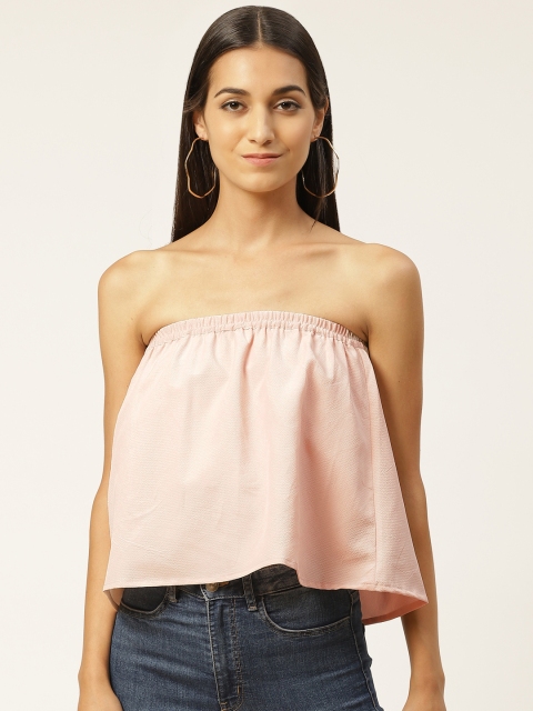 

INIESTA Women Peach-Coloured Textured Tube Top