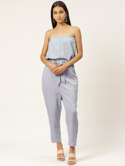 

INIESTA Women Lavender Solid Strapless Belted Basic Jumpsuit