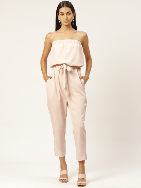 

INIESTA Women Peach-Coloured Solid Basic Jumpsuit & Belt
