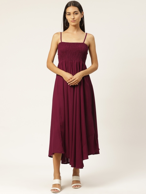 

INIESTA Women Burgundy Solid Maxi Dress