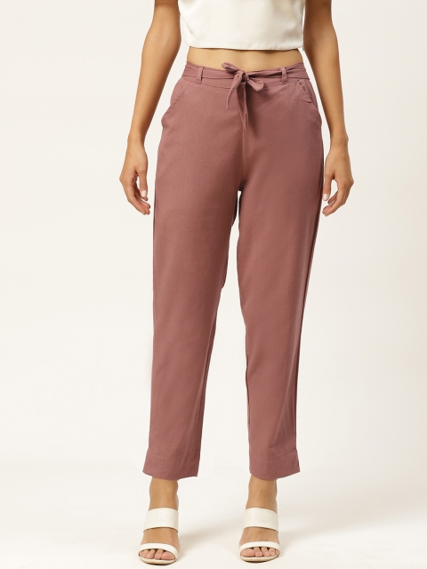 

INIESTA Women Mauve Regular Fit Solid Trousers