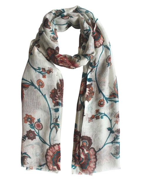 

Vozaf Multicoloured Floral Print Woollen Shawl, Multi