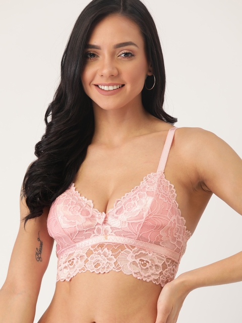 

DressBerry Pink Lace Non-Wired Removable Padding Bralette Bra DB-VAL-DLSLV-01-A