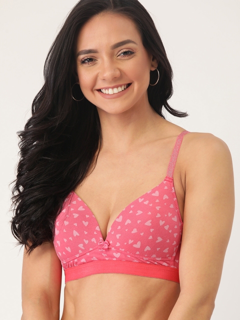 

DressBerry Pink Printed Non-Wired Lightly Padded Everyday Bra DB-VAL-DLSLV-02-A