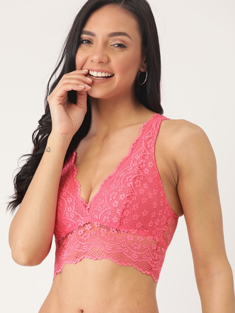 

DressBerry Pink Lace Non-Wired Non Padded Bralette Bra DB-VAL-DLV-11-B