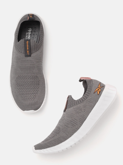 

Reebok Men Grey Woven Design Druhan Slip-On Sneakers