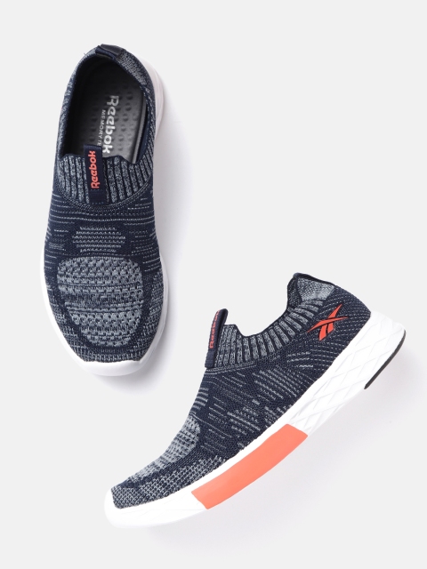 

Reebok Women Navy Blue & Grey Woven Design Druhan Walking Slip-On Shoes