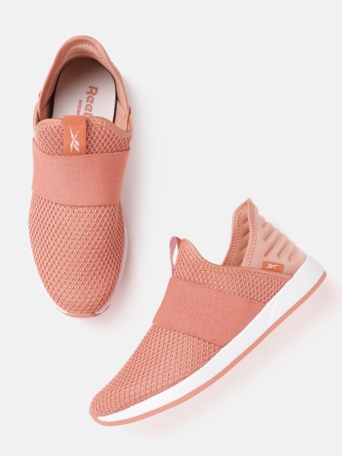 

Reebok Women Peach-Coloured Woven Design Ever Road DMX 4 Slip-On Sneakers