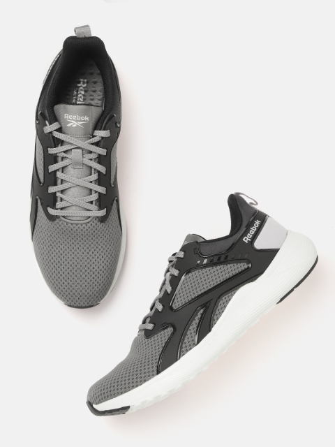 

Reebok Men Grey & Black Woven Design Solecure Running Shoes