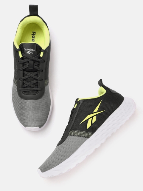 

Reebok Men Grey & Black Woven Design Energy Runner 2.0 Running Shoes