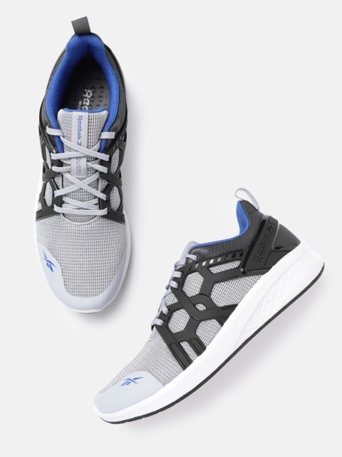 

Reebok Men Grey & Black Woven Design Gusto Highworth Running Shoes