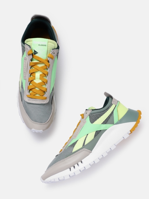 

Reebok Classic Unisex Grey & Green Colourblocked Classic Legacy Sneakers