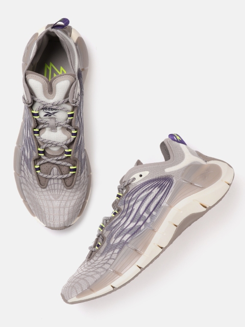 

Reebok Unisex Taupe & Blue Textured Zig Kinetica II Running Shoes