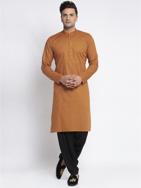 

MAXENCE Men Brown & Black Solid Kurta with Pyjamas