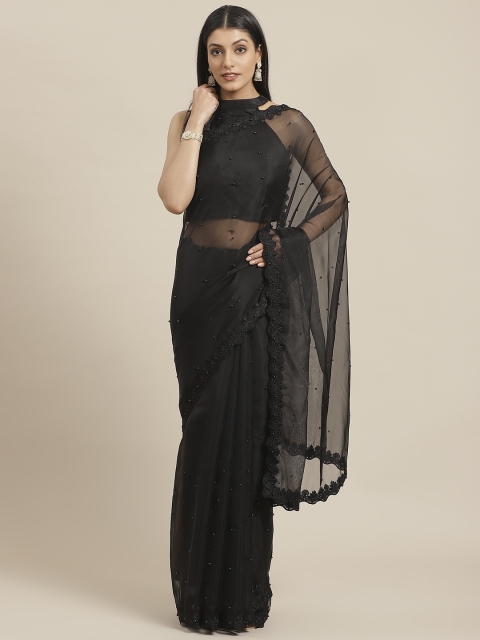 

Inddus Black Embellished Organza Saree