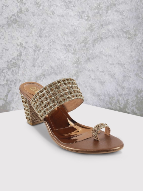 

Mochi Women Gold-Toned Embellished Block Heels
