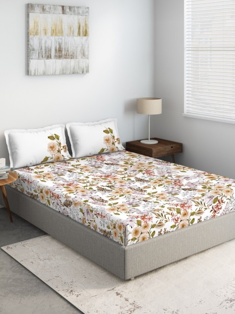 

DDecor Brown & Green Floral 144 TC King Bedsheet With 2 Pillow Covers