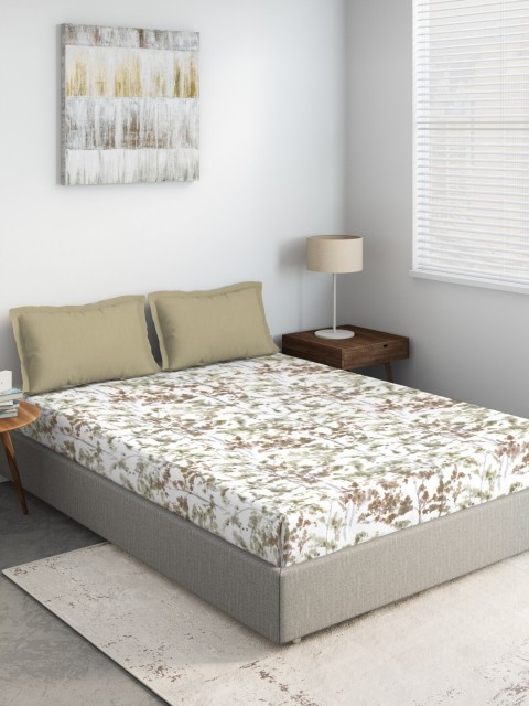 

DDecor Brown & White Abstract Printed 144 TC Cotton King Bedsheet With 2 Pillow Covers