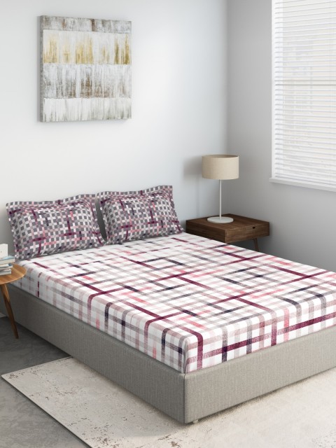 

DDecor Red & White Abstract Printed 144 TC Cotton King Bedsheet With 2 Pillow Covers