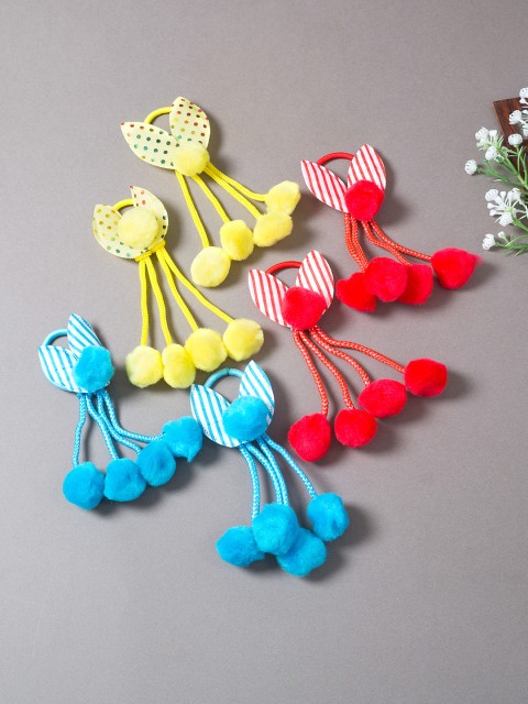 

Golden Peacock Girls Set of 6 Bow Style Ponytail Rubber Band, Yellow