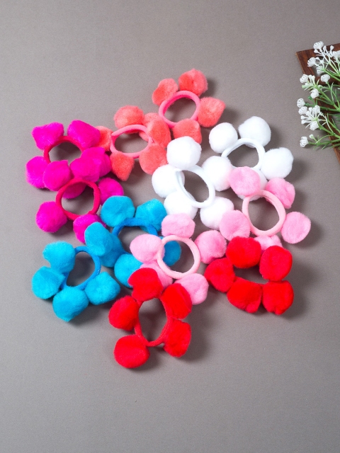 

Golden Peacock Women Set of 12 Solid Ponytail Holder, Blue