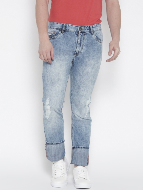 

John Players Men Blue Slim Fit Low-Rise Mildly Distressed Jeans