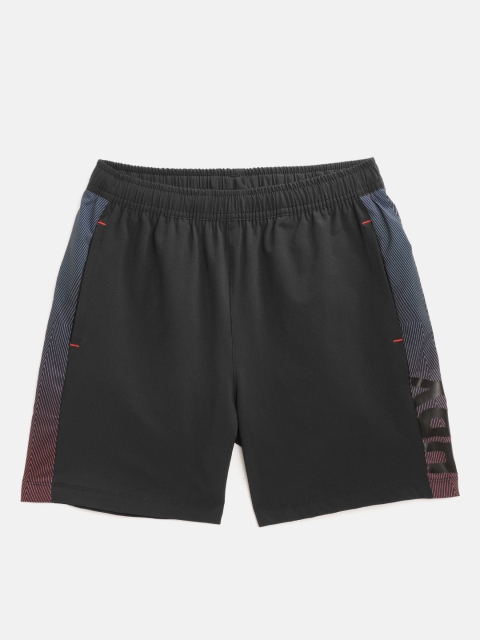 

HRX By Hrithik Roshan U-17 Boys Black Graphic Bio-Wash Garment Softner Active Shorts