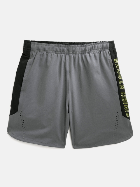 

HRX By Hrithik Roshan U-17 Boys Castlerock & Jet Black Colourblock Rapid-Dry Active Shorts, Grey
