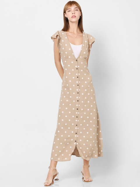 

ONLY Women Mauve & White Polka Dot Printed Maxi Dress