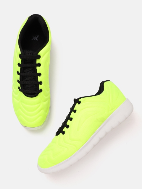 

Kook N Keech Women Fluorescent Green Textured Sneakers