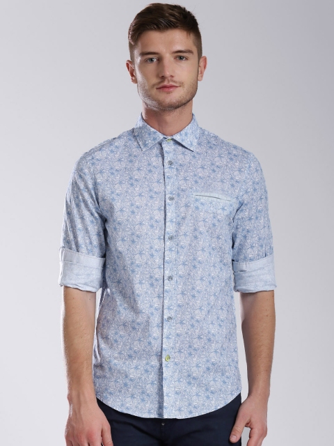 

GAS Blue Floral Print Casual Shirt