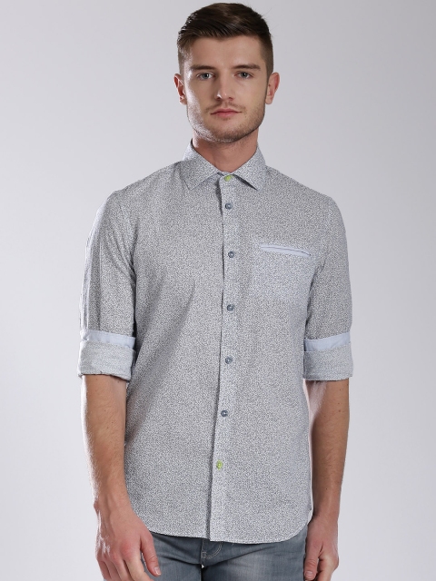 

GAS Off-White & Navy Printed Casual Shirt