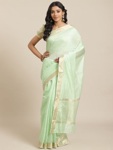 

Mitera Green & Golden Solid Liva Maheshwari Saree