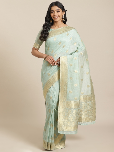 

Mitera Blue & Golden Woven Design Liva Maheshwari Saree