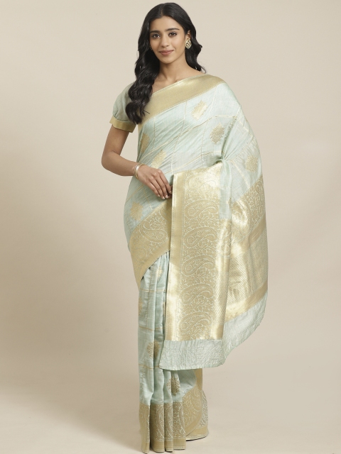 

Mitera Green & Golden Liva Woven Design Maheshwari Saree