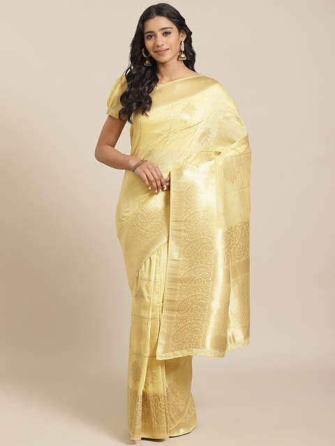 

Mitera Yellow & Golden Liva Woven Design Maheshwari Saree