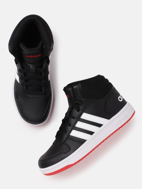 

ADIDAS Kids Black Solid Mid-Top Hoops Mid 2.0 Basketball Shoes