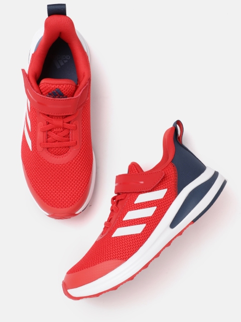 

ADIDAS Kids Red & Navy Blue Woven Design Forta EL Running Shoes
