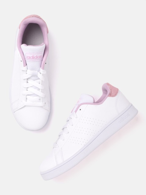 

ADIDAS Unisex Kids White Perforated Detail Advantage Synthetic Tennis Shoes