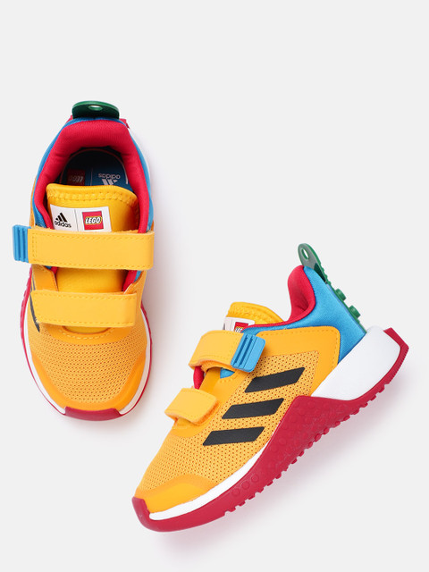 

ADIDAS Kids Yellow & Blue Woven Design Lego EXPLORER CF Sustainable Running Shoes