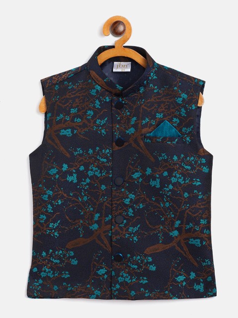 

JBN Creation Boys Blue & Brown Woven Design Nehru Jacket
