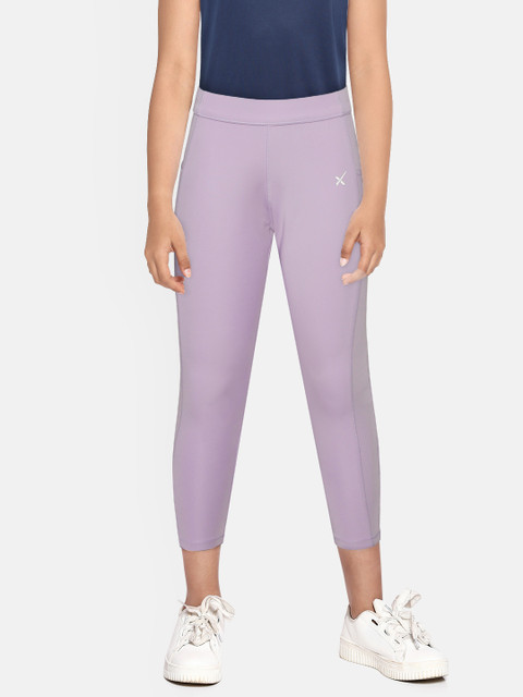 

HRX By Hrithik Roshan U-17 Girls Lavender Solid Regular Fit Lycra Rapid-Dry Antimicrobial Active Tights